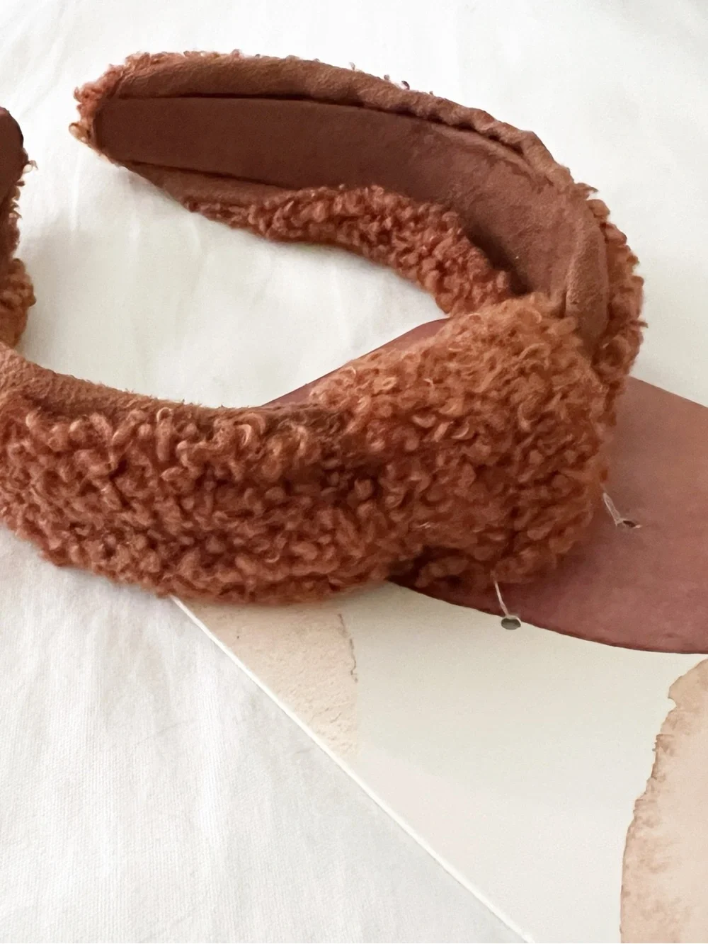 NWT Kristin Ess The Cozy Headband Rust Teddy Sherpa Knotted